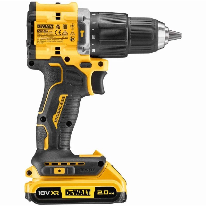 Дрель-шуруповерт с аккумулятором DCD100YD2T Li-lon 18V 2шт. x 2Ah 2 скорости  DEWALT 4