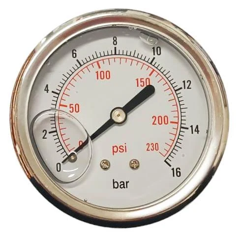 Manometru 16 bar D. 1/4" FE axial D. 63 cadru din inox, cu glicerina  ITALTECNICA