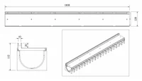 Gratar canalizare fara rigola A15 H20 1000x120 мм (inox) SlotTop  MUFLESYSTEM 4
