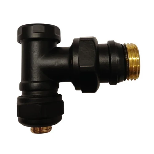 Кран для радиатора D. 1/2" П x 16 PEX угловой обратка (черный мат) 13005-9-A-BS  GK