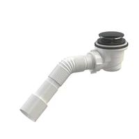 Сифон для душевого поддона D. 1.1/2" x 50 H=70 мм, решетка пластик/хром, с гибкой трубой 40/50 L=400 мм  SOLOPLAST