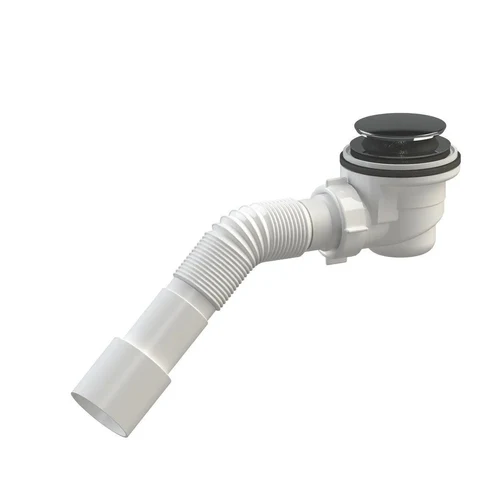 Sifon cadita dus D. 1.1/2" x 50 H=70 mm, grila plastic/crom, cu furtun gofrat 40/50 L=400 mm  SOLOPLAST