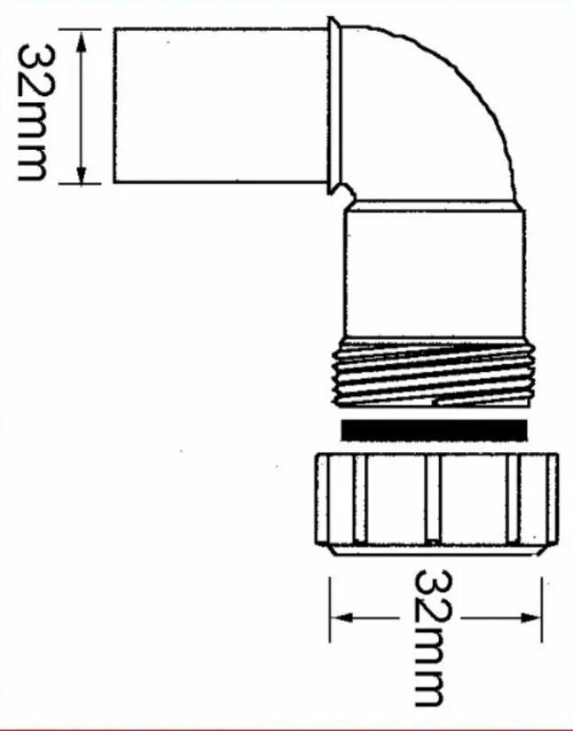 Cot de canalizare cu compresiune PP 90° D. 32 Art. 32C-WH MCALPINE 3
