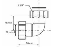 Cot de canalizare cu compresiune PP 90° D. 32 x 32 Art. 32A-WH  MCALPINE 3