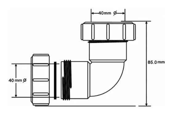 Cot de canalizare cu compresiune PP 90° D. 40 Art. 40A-WH  MCALPINE 3