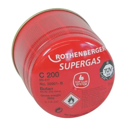 Cartus de gaz cu valva tip membrana C200 SUPERGAS, 190 ml (035901-B)  ROTHENBERGER