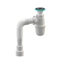 Sifon lavoar gofrat D. 1.1/4" x 32/40/50 ventil inox 60, L=600 mm  SOLOPLAST
