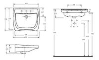 Lavoar pentru persoane cu dizabilitati 60 cm  EGE VITRIFIYE 2