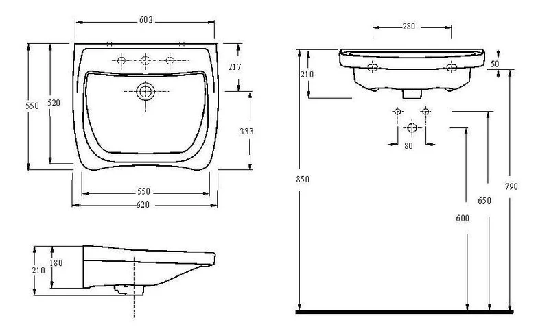 Lavoar pentru persoane cu dizabilitati 60 cm  EGE VITRIFIYE 2