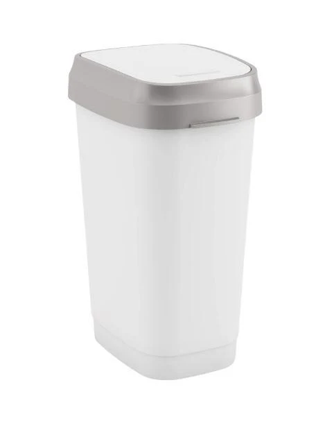 Cos de gunoi cu capac batant  WC 10 L , plastic (alba) DUAL SWING  (42408)