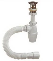 Sifon lavoar tip "butelie" D. 1.1/4" x 40 cu ventil click-clack si furtun gofrat 40/50  ORIO
