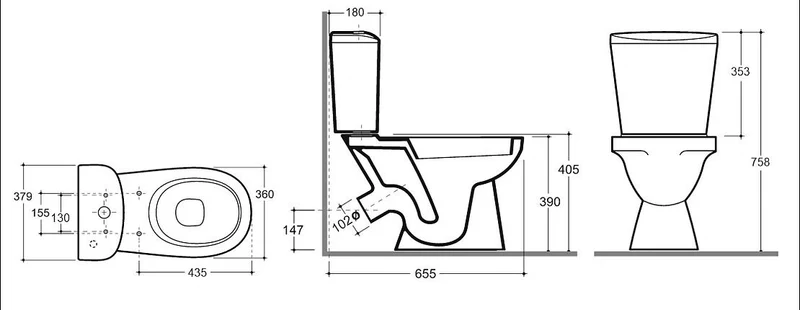 WC compact Lago (alb) cu scaun dur (JS), clasa 1, cu capac si set de fixare  KERAMIN 5