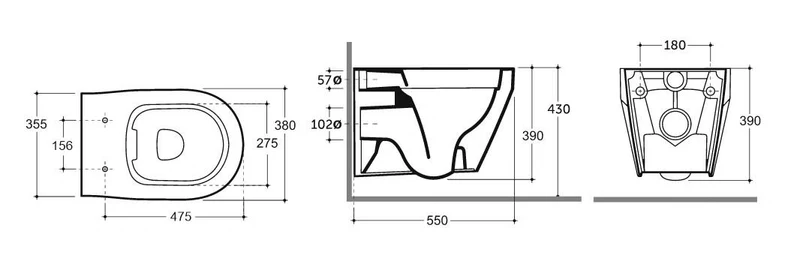 WC suspendat Bari (alb) cu scaun Slim cu microlift, clasa 1  KERAMIN 5