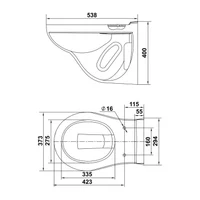WC suspendat Grand R (alb) cu scaun moale (MS)  KERAMIN 5
