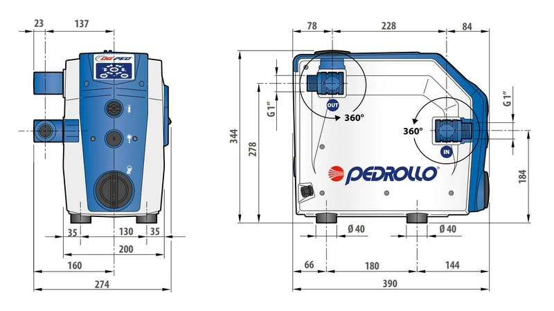 Stație de pompare KDGP35A1 automată cu invertor DG-BLU 5 Bluetooth-WiFi 1.1 kW  PEDROLLO 3