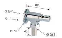 Robinet pentru pisoar vertical  D.1"  FE temporizator  (6-8 sec.) Art.TE17010  REMER 2
