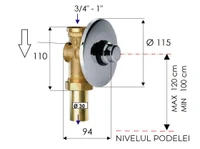 Robinet pentru pisoar vertical  D.1" (3/4")  FI  temporizator  (6-8 sec.)  Art.TE171  REMER 2