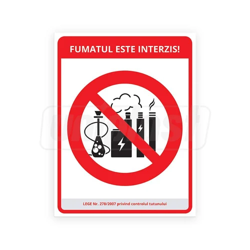 Табличка информационная общий знак "FUMATUL INTERZIS" Оракал + Композит 26 x 20 см