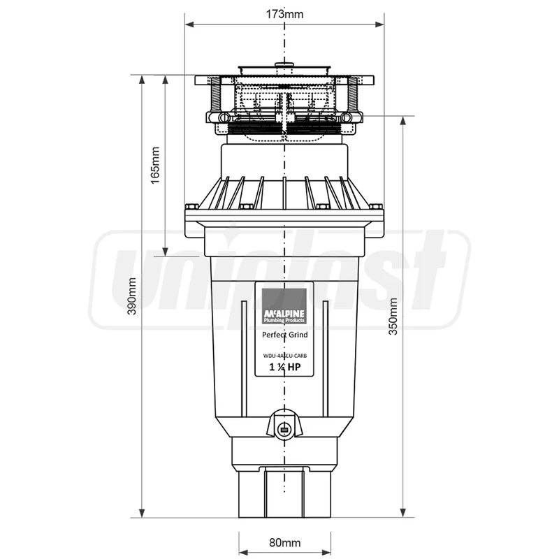 Измельчитель пищевых отходов Perfect Grind 1.07 л WDU-4ASEU-CARB  MCALPINE 2