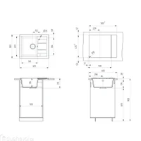 Мойка кухонная гранит  61 x 50 x 19.5 см  (серый)  U-607-310  ULGRAN 2