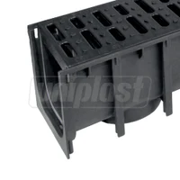 Rigola canalizare PP cu grila PP A15 doua bucati (negru)   100x50x1000 mm (cu iesire verticala D.110x75)  SAB 2