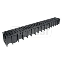 Rigola canalizare PP cu grila PP A15 doua bucati (negru)   100x50x1000 mm (cu iesire verticala D.110x75)  SAB