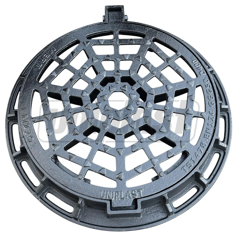 Capac ventilat din fonta D.600 EN-124 D400 60 kg cu gauri (805x640x100 mm) TR 3