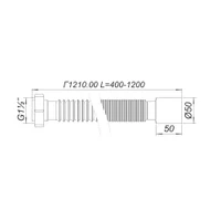 Гибкая труба с гайкой D. 1.1/2" x 50 L=400-1200 мм Г1210.00  SOLOPLAST 2
