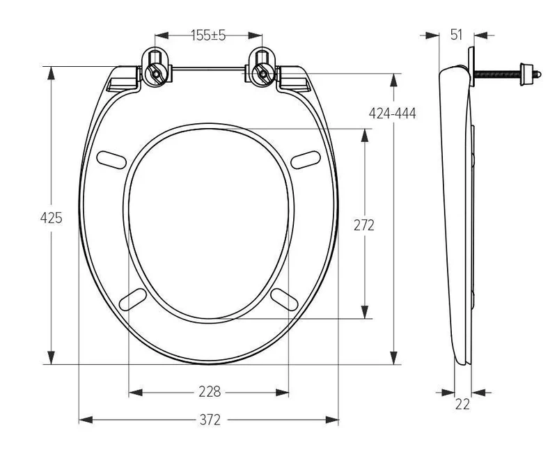 Capac WC polipropilen, universal (alba), 372х425 mm СП1  SOLOPLAST 5