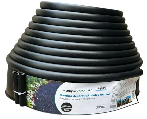 Bordura decorativa pentru gradina 110 mm x 20 mm x 10 m (negru) Unipark STANDARD  UNIPLAST