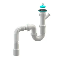 Сифон для мойки прямоточный D. 1.1/2" x 40, c 1 отводом, с гибкой трубой 40/50, L max.=600 мм и пробкой Н0110  SOLOPLAST