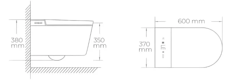 Vas suspendat smart WC toilet 600 x 370 x 380 mm H60 Ver.D  KEORH 4