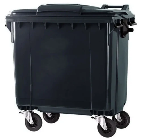 Cos pentru transportarea deseurilor  770 L din plastic pe roti (negru) HE