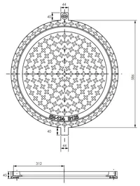 Capac din fonta D.600 EN-124 B125 24.5 kg cu surub RCB700 (586x700x45 mm) 4