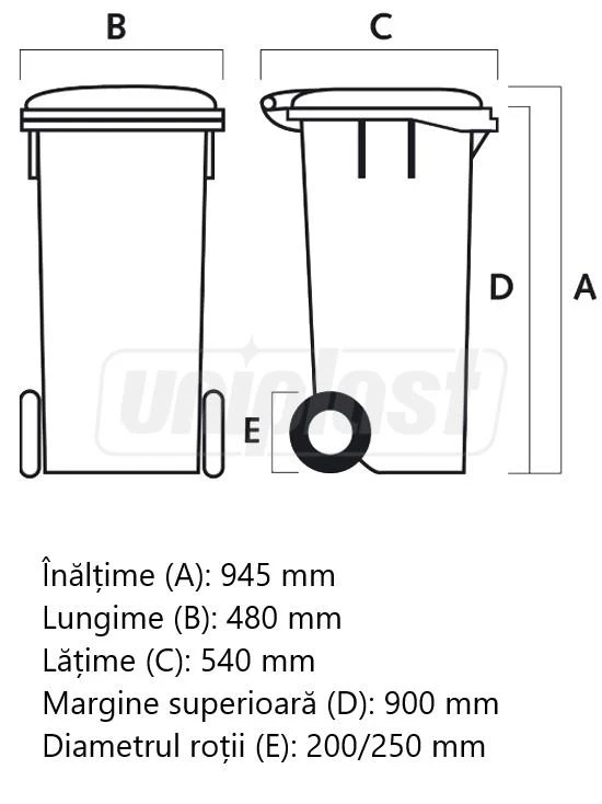 Cos pentru transportarea deseurilor  120 L pe roti (albastru) HE 5