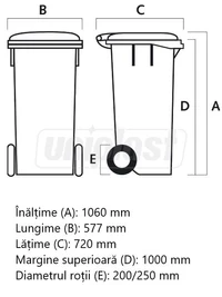 Cos pentru transportarea deseurilor  240 L pe roti (galben) HE 5