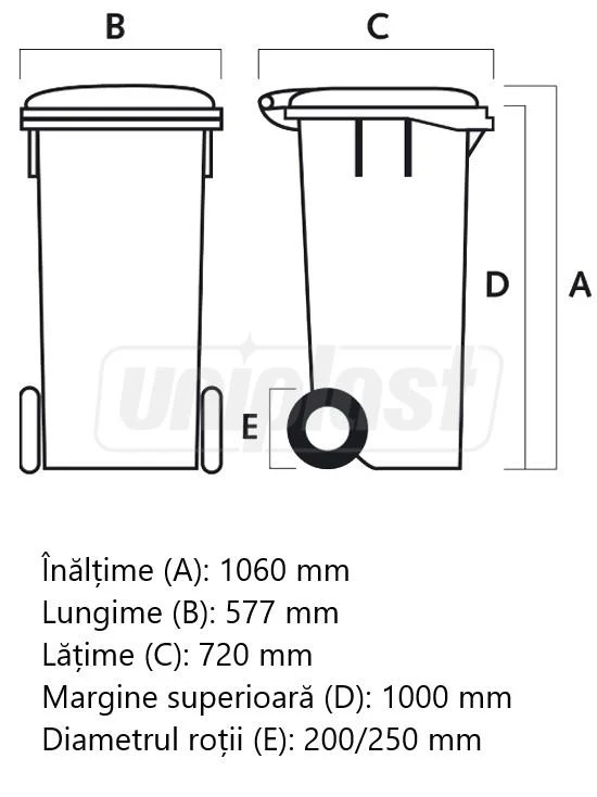 Cos pentru transportarea deseurilor  240 L pe roti (galben) HE 5