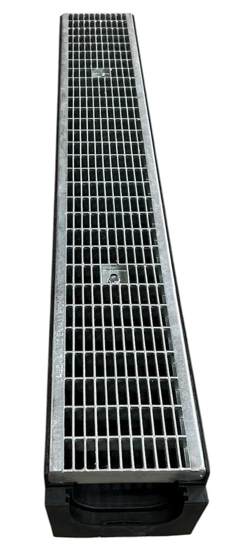Rigola canalizare set PP cu grila din otel zincat B125  100x50 (150x100x1000) mm  SAB 3
