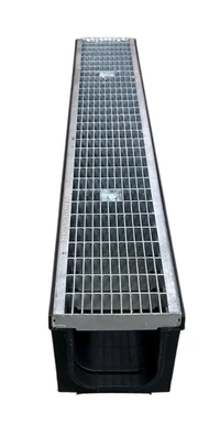 Rigola canalizare set PP cu grila din otel zincat B125 100x100 (150x100x1000) mm  SAB 2