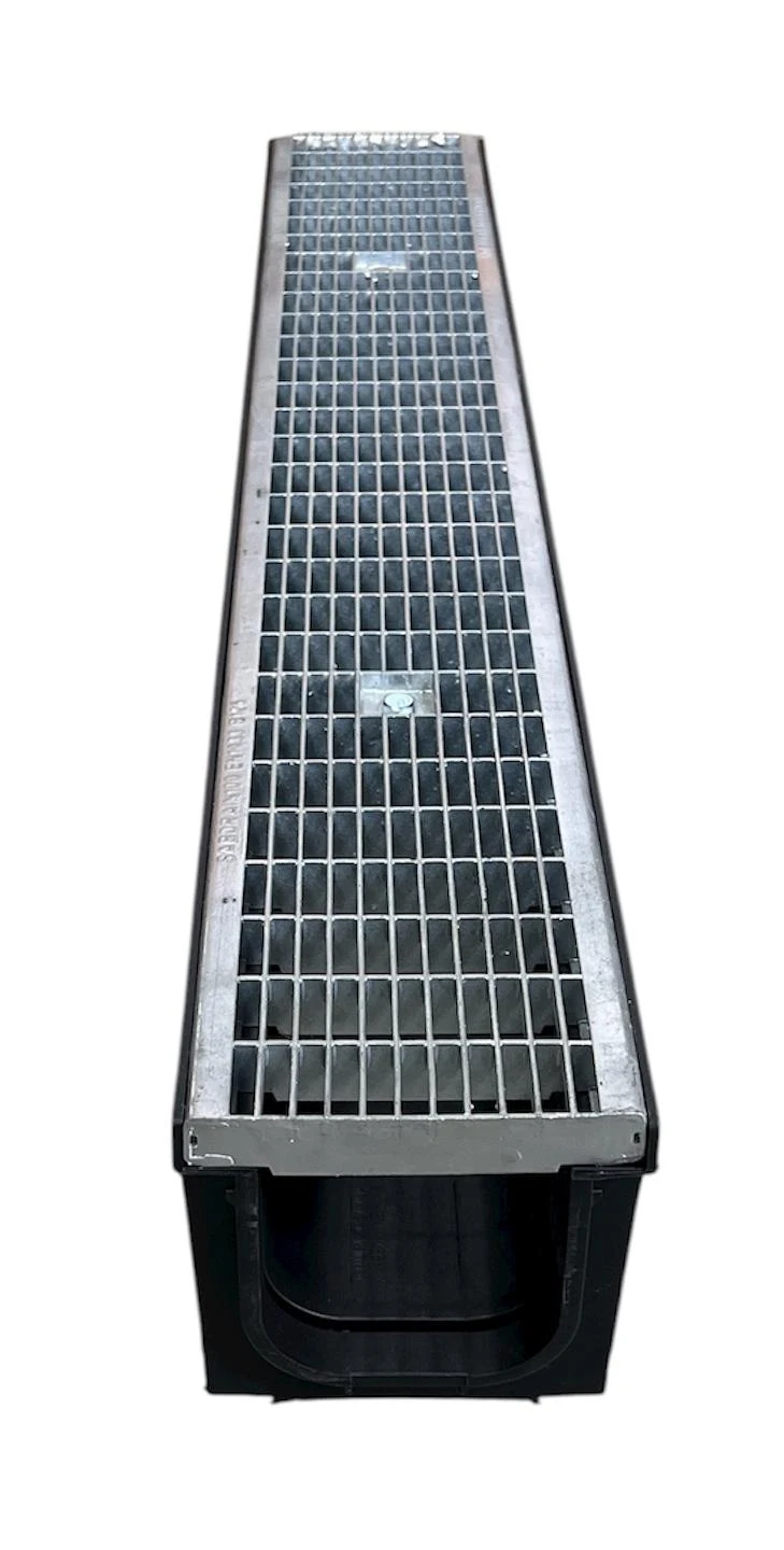 Rigola canalizare set PP cu grila din otel zincat B125 100x100 (150x100x1000) mm  SAB 2