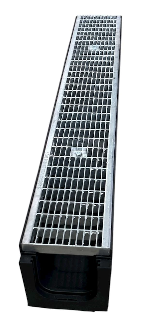 Rigola canalizare set PP cu grila din otel zincat B125 100x100 (150x100x1000) mm  SAB 4