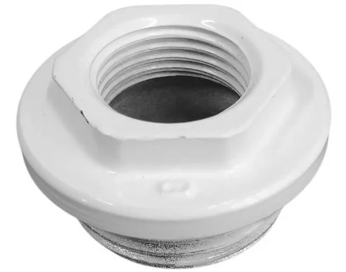 Заглушка проходная для радиатора D. 1" x 1/2" левая стальная (белая) PL