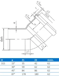 Отвод ПВХ D.315 / 30° (наружный)  BTN 2