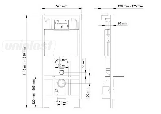 Инсталляция для подвесных унитазов 3/6 l SLIM 80 без кнопки (A112-001)  VISAM 3