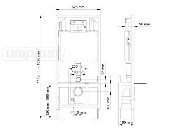 Rama WC pentru vas suspendat 3/6 l (Free Standing) SLIM 80 fara buton (A112-002)  VISAM 3