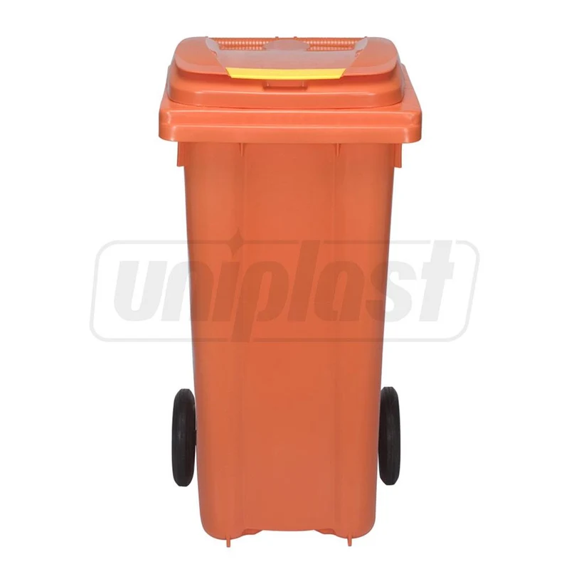Cos pentru transportarea deseurilor  120 L pe roti (portocaliu) UNI 3
