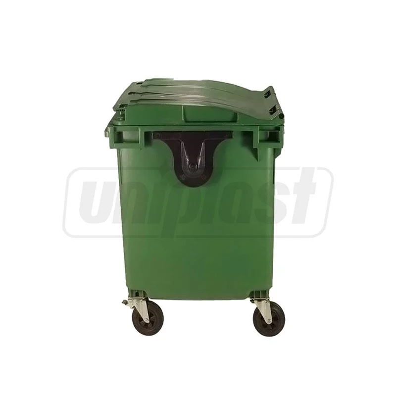 Cos pentru transportarea deseurilor 1100 L din plastic pe roti (verde) UNI 2