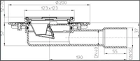 Sifon de pardoseala orizontal PP D. 40/50 pentru balcon/terasa, cu grila inox (123 x 123 mm) HL90.2  HL 2