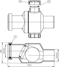 Clapeta de sens unic D. 50 PVC orizontala / verticala (gri) HL4  HL 5