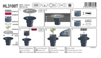 Sifon de pardoseala vertical PP D. 75/110 pentru balcon/terasa, cu grila inox (145 x 145 mm) HL3100T  HL 3